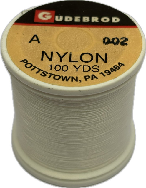 Gudebrod Nylon Thread - Size A - White 002 (100 Yard Spool)