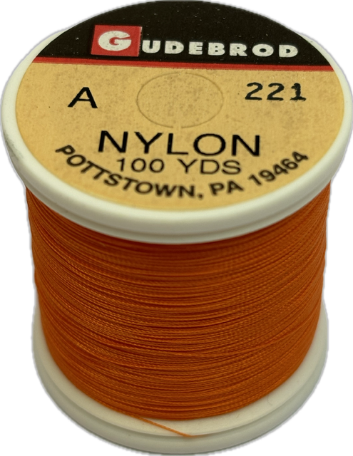 Gudebrod Nylon Thread - Size A - Orange 221 (100 Yard Spool)