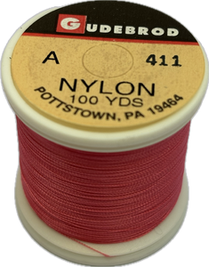 Gudebrod Nylon Thread - Size A - Hot Pink 411 (100 Yard Spool)